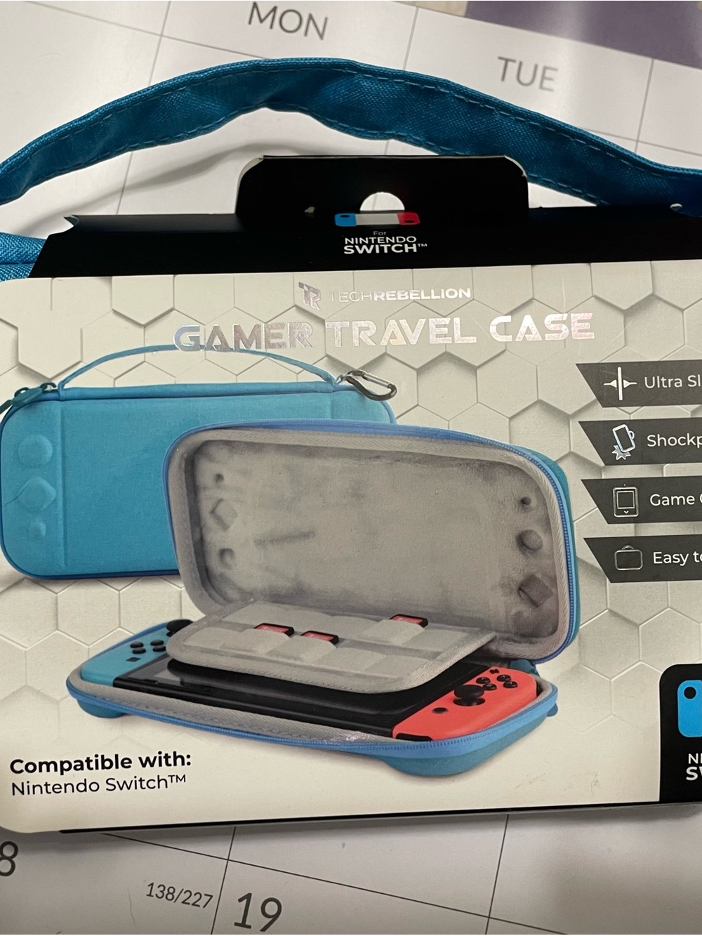 Tech Rebellion Gamer Travel Case for Nintendo Switch - Blue